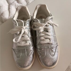 silver metallic sneaks